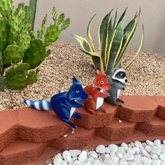 Metal Raccoon Yard Art Garden Decor